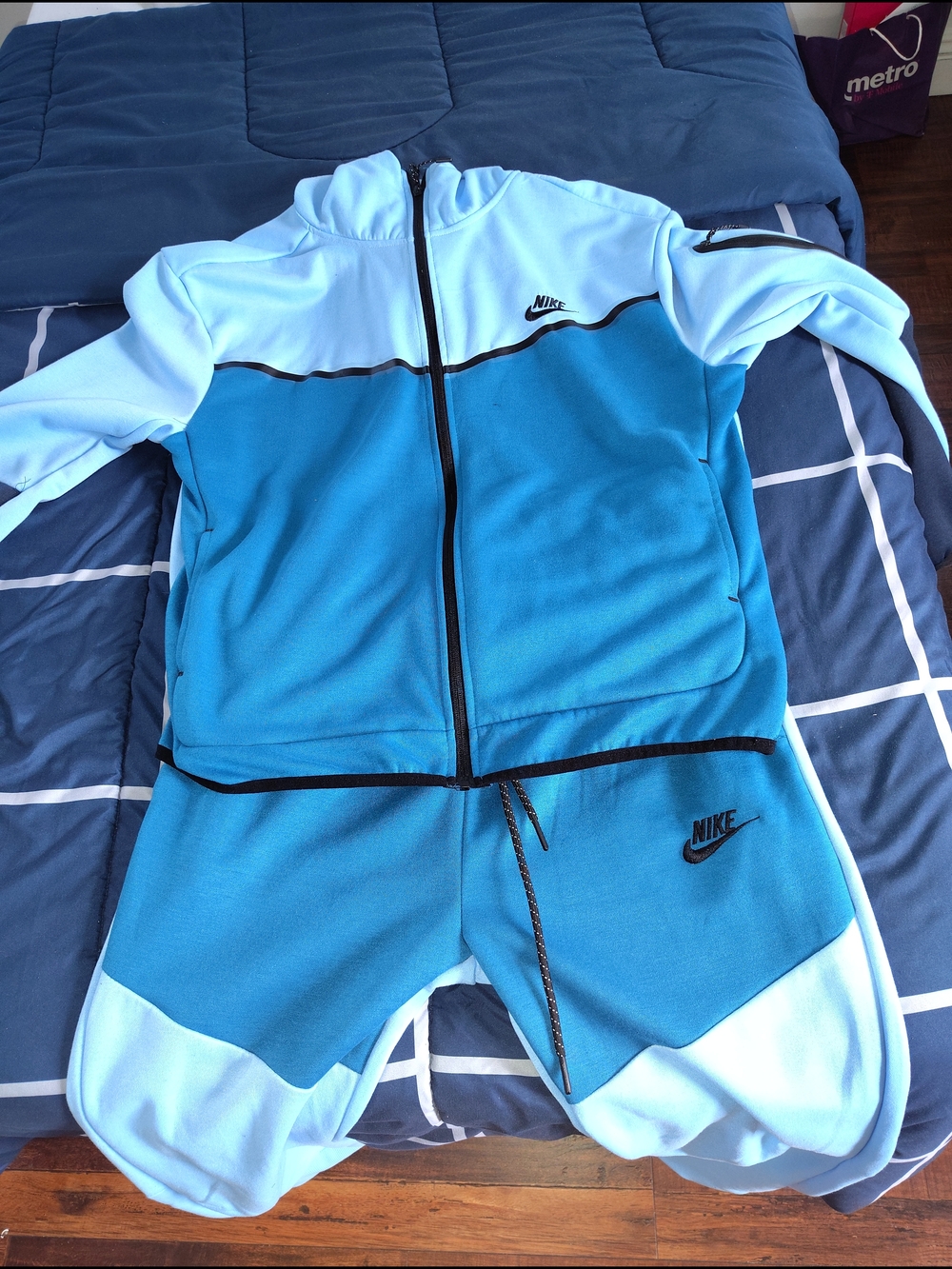 Nike Light Blue & Teal Zip Hoodie and Joggers Set - Picture 2 of 5